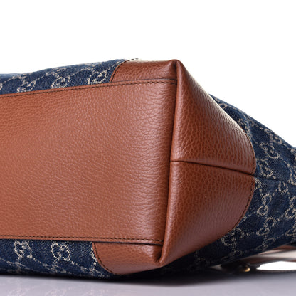 Gucci New Denim GG Monogram Medium Ophidia Shopping Tote Blue Tea Cuir 9 of 9