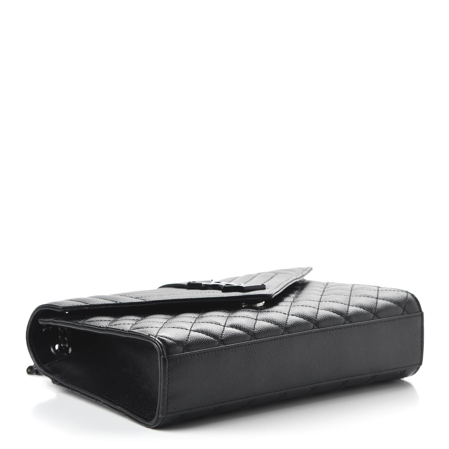Saint Laurent Grain De Poudre Textured Mixed Matelasse Triquilt Medium Monogram Satchel Black 4 of 9