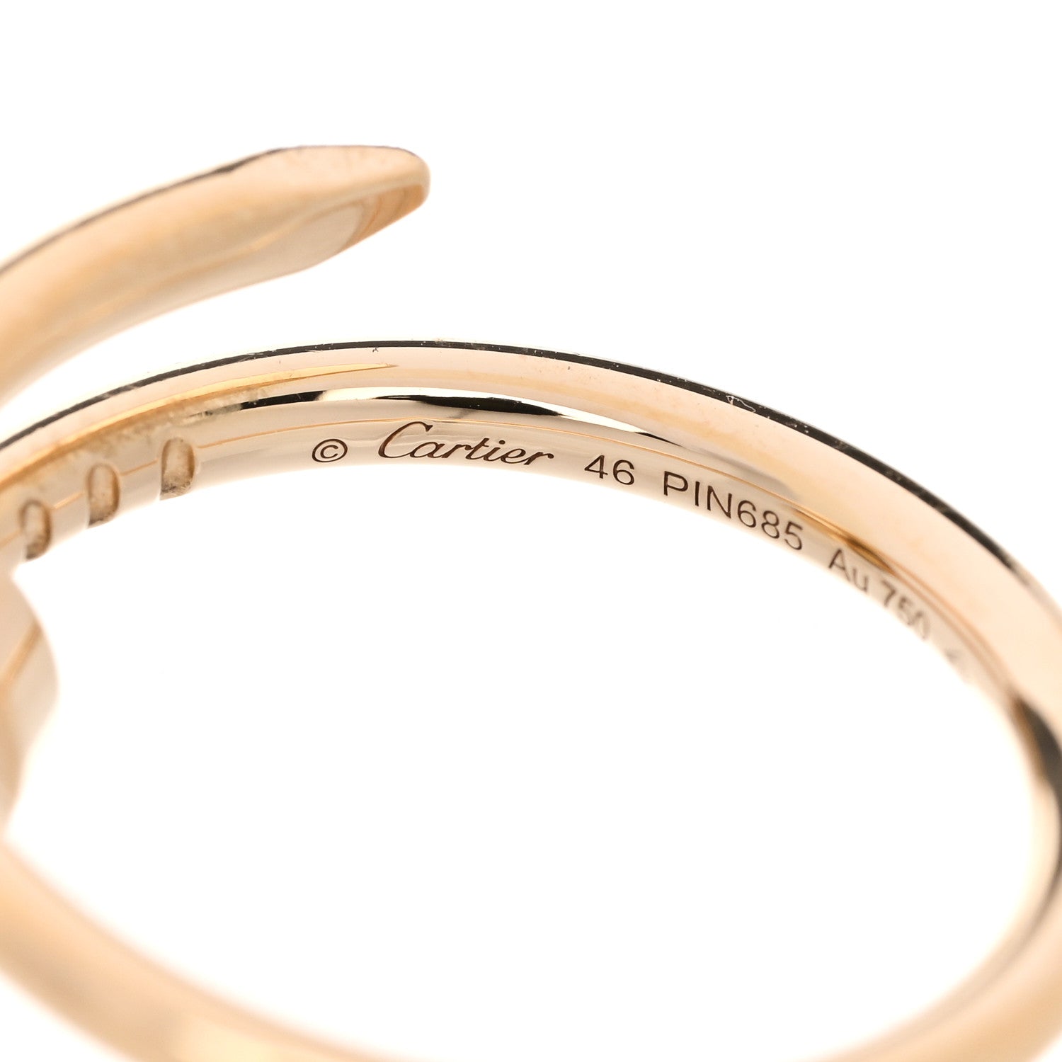 Cartier 18K Yellow Gold Small Juste Un Clou Ring 46 3.75 5 of 5
