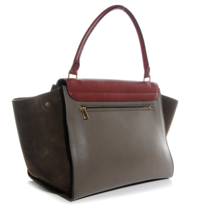 Celine Calfskin and Suede Large Tri-Color Trapeze Granite 3 of 9