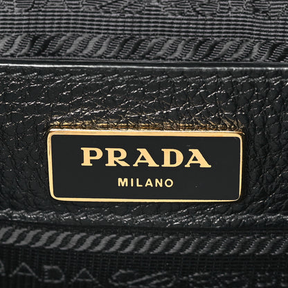 Prada Vitello Daino Embossed Logo Flap Shoulder Bag Black 6 of 11