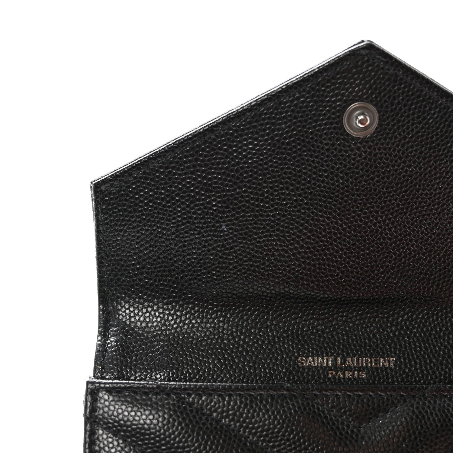 Saint Laurent Grain De Poudre Matelasse Chevron Small Monochrome Monogram Envelope Wallet Black 8 of 11