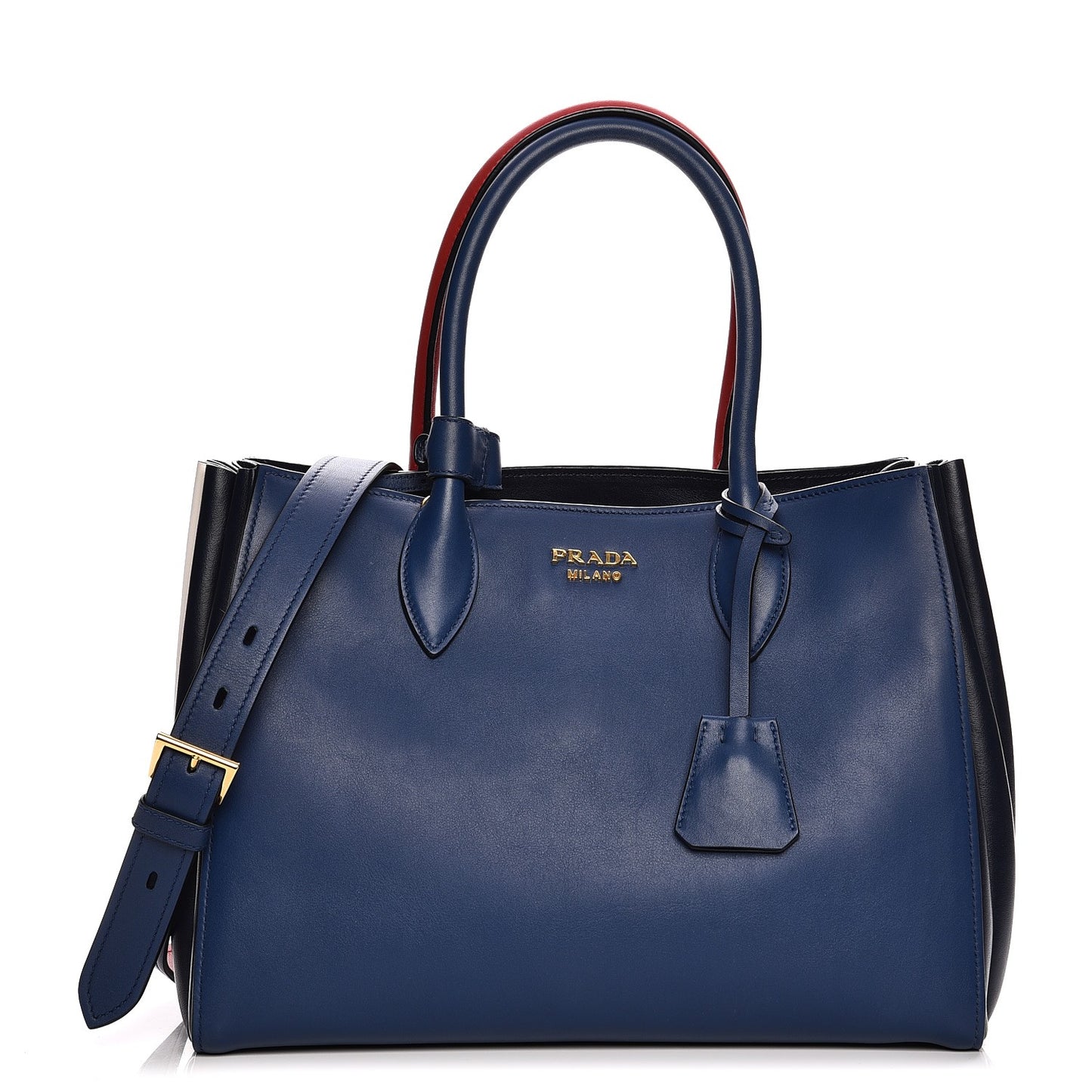 Soft Calf Medium Bibliotheque Tote Blue Red