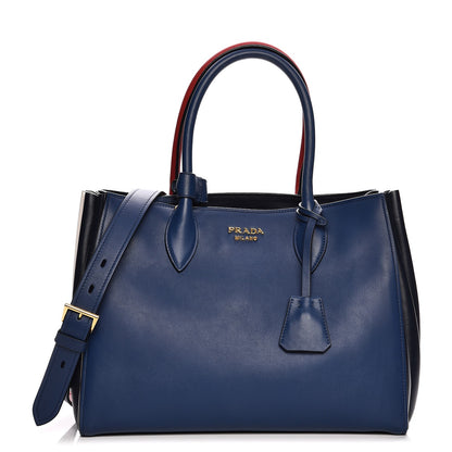 Prada Soft Calf Medium Bibliotheque Tote Blue Red 1 of 8