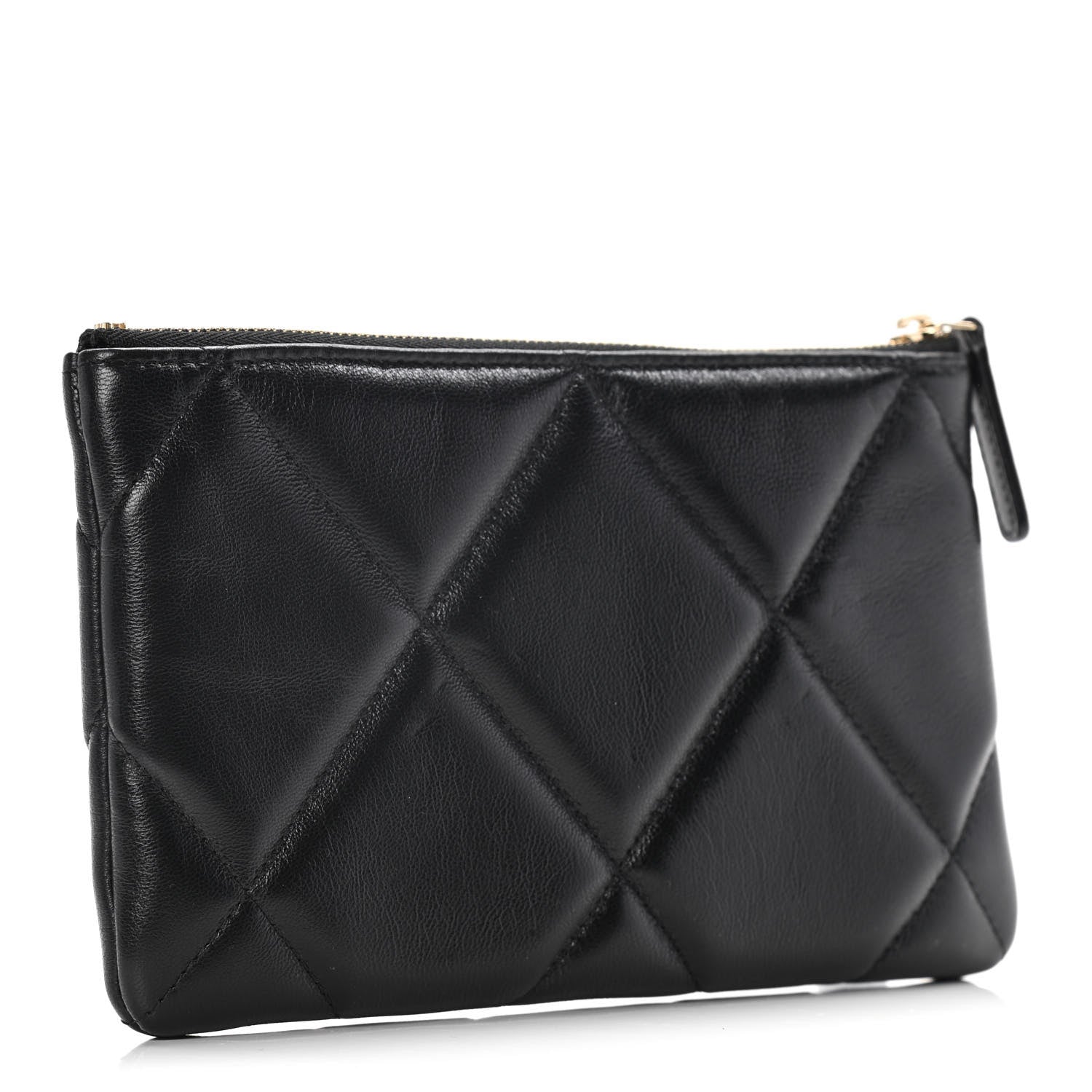 Chanel Shiny Goatskin Quilted Small Chanel 19 Pouch Black 3 of 12