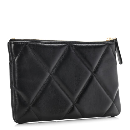 Chanel Shiny Goatskin Quilted Small Chanel 19 Pouch Black 3 of 12