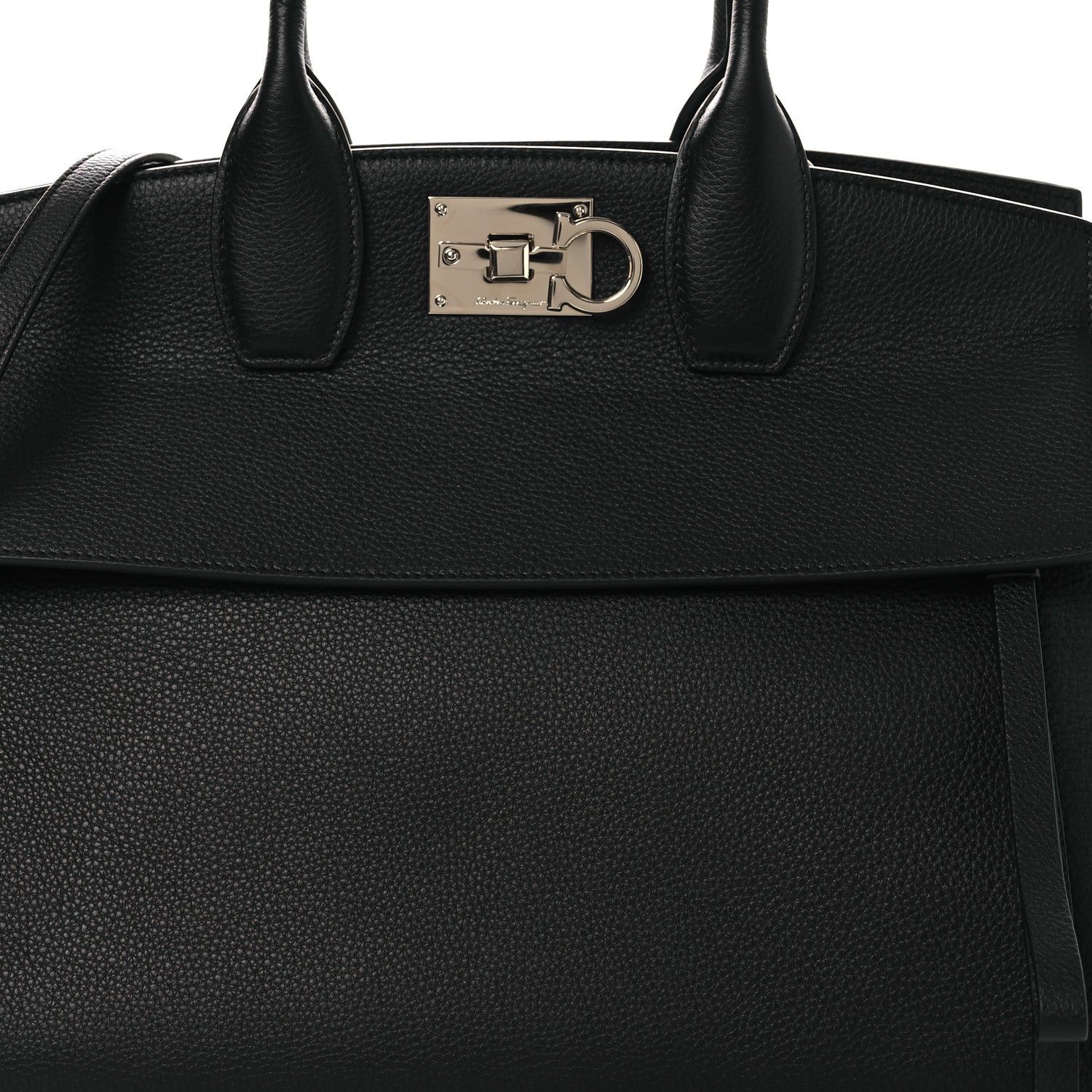Salvatore Ferragamo Calfskin Large Studio Bag Black 7 of 10