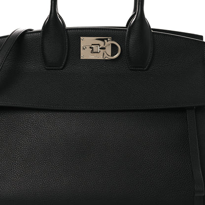 Salvatore Ferragamo Calfskin Large Studio Bag Black 7 of 10