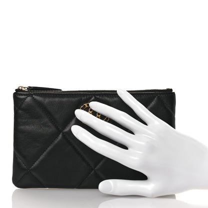 Chanel Shiny Goatskin Quilted Small Chanel 19 Pouch Black 2 of 8