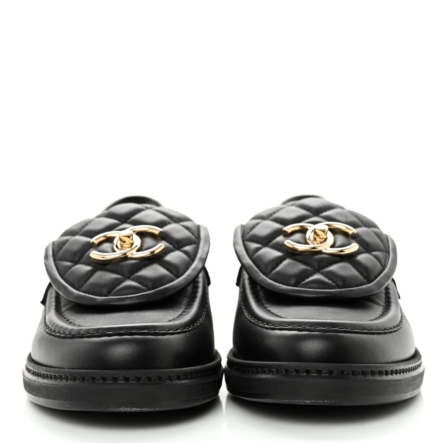 Lambskin Quilted CC Turnlock Loafers 37.5 Black