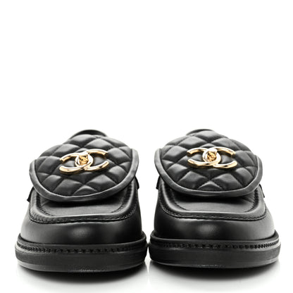 Chanel Lambskin Quilted CC Turnlock Loafers 37.5 Black 2 of 11