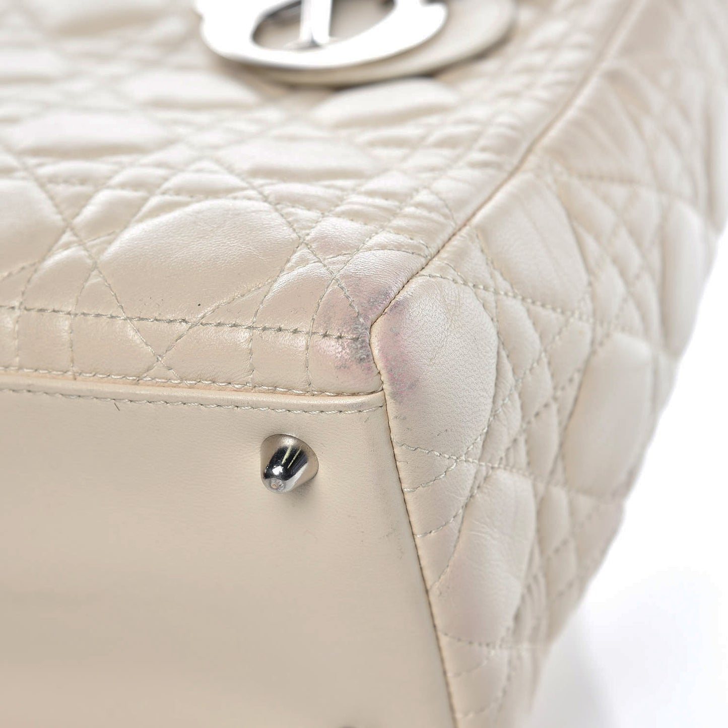 Lambskin Cannage Medium Lady Dior White