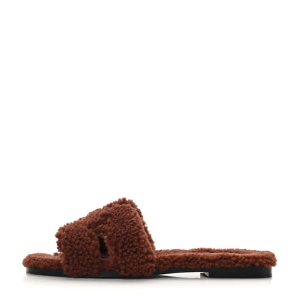 Hermes Woolskin Oran Sandals 40 Cognac 1 of 7