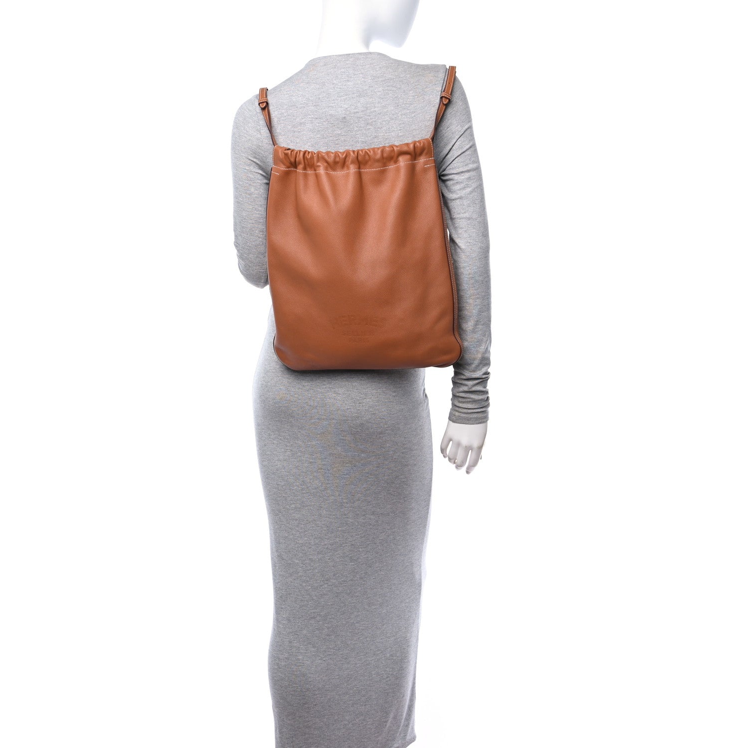 Hermes Cheri Calfskin Bridado Backpack Gold 2 of 9