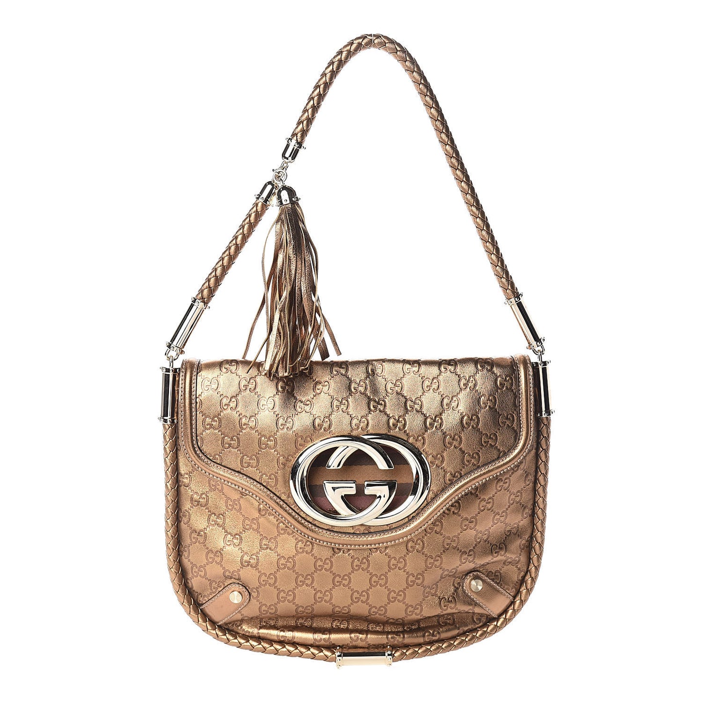 Guccissima Britt Tassel Shoulder Bag Bronze