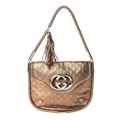 Gucci Guccissima Britt Tassel Shoulder Bag Bronze 1 of 8