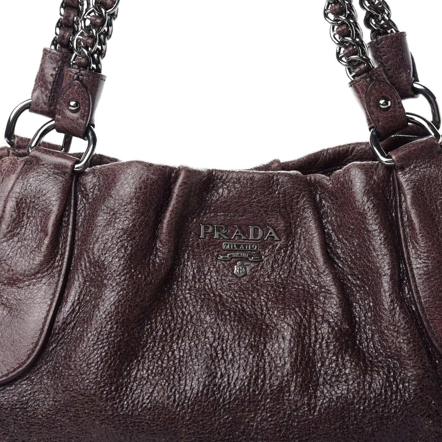 Prada Cervo Lux Chain Hobo Brown 12 of 12