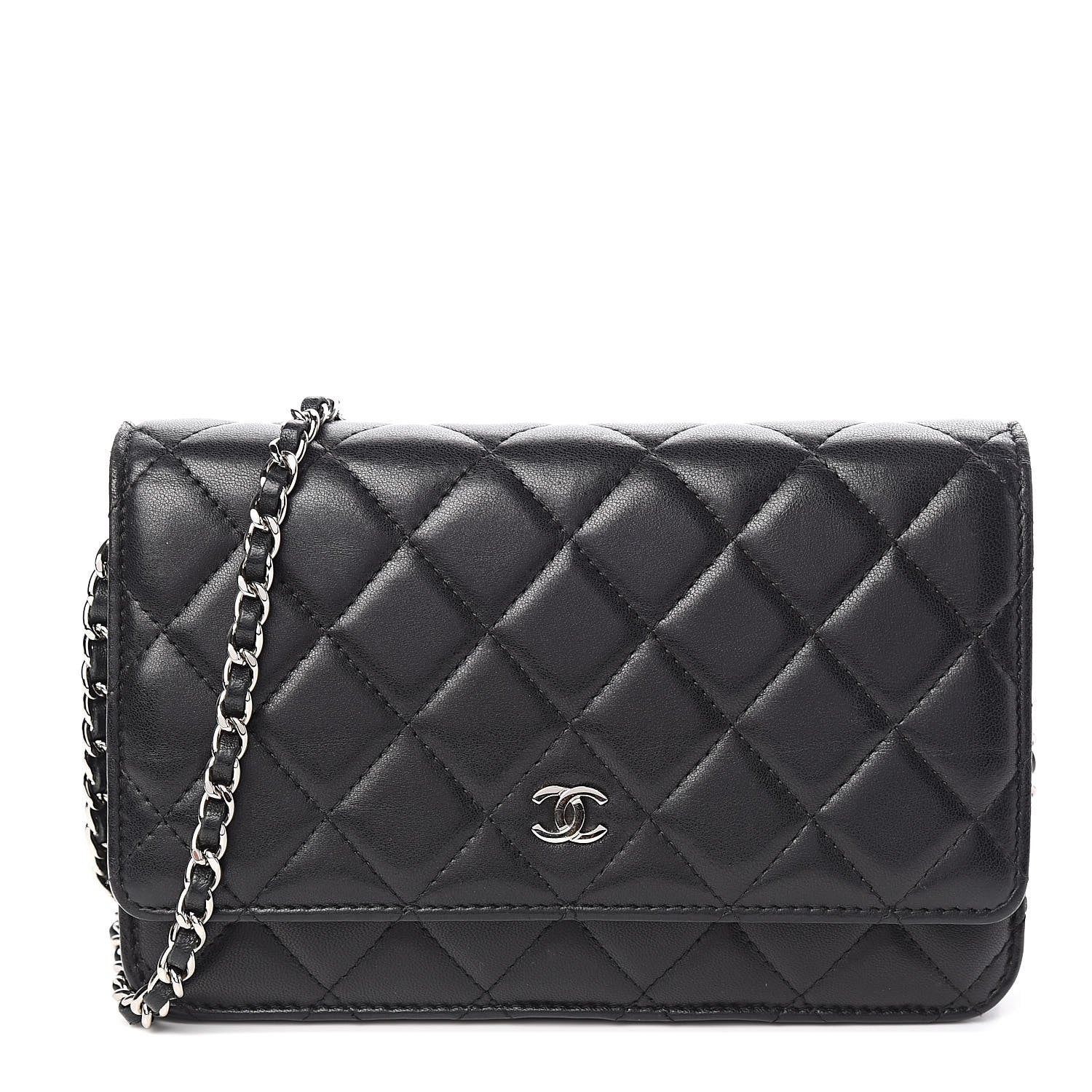 Chanel Lambskin Quilted Wallet On Chain WOC Black 1 of 11