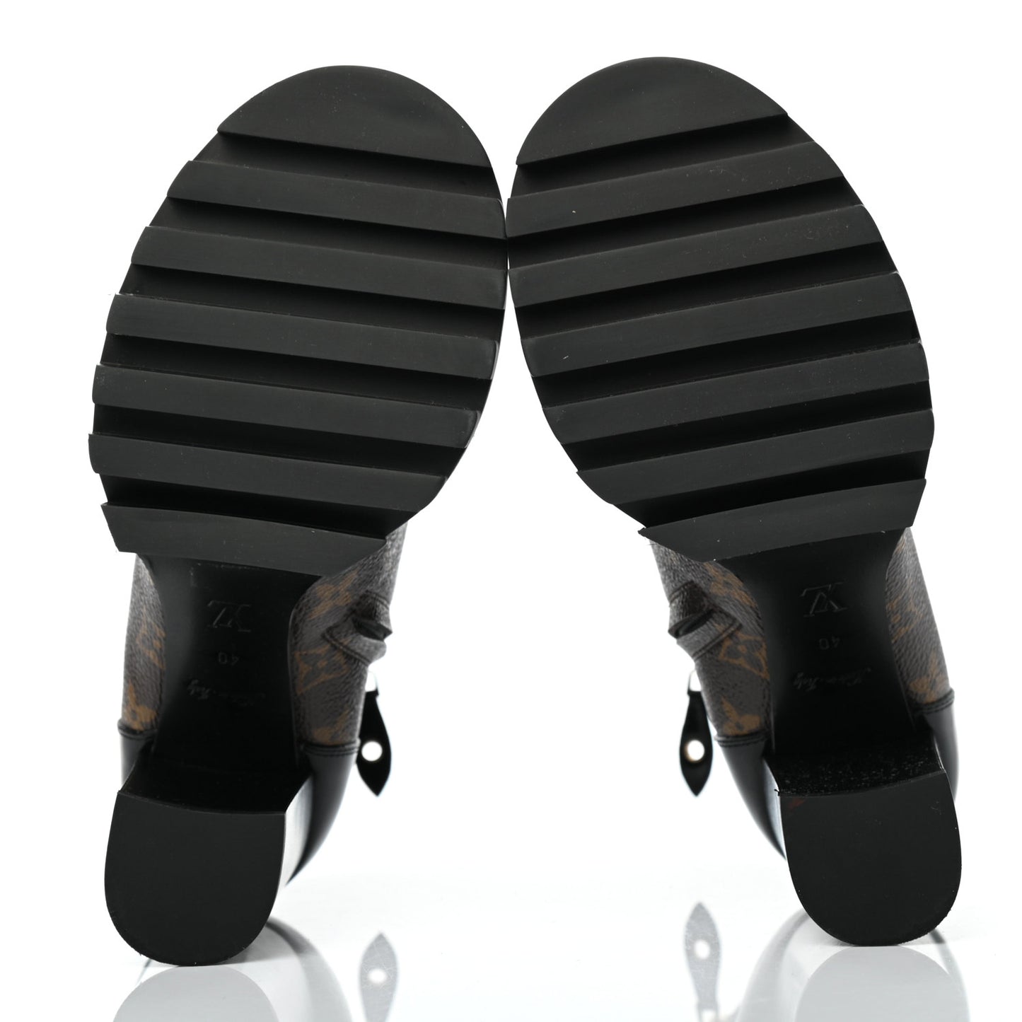 Patent Calfskin Monogram Star Trail Ankle Boots 40 Black