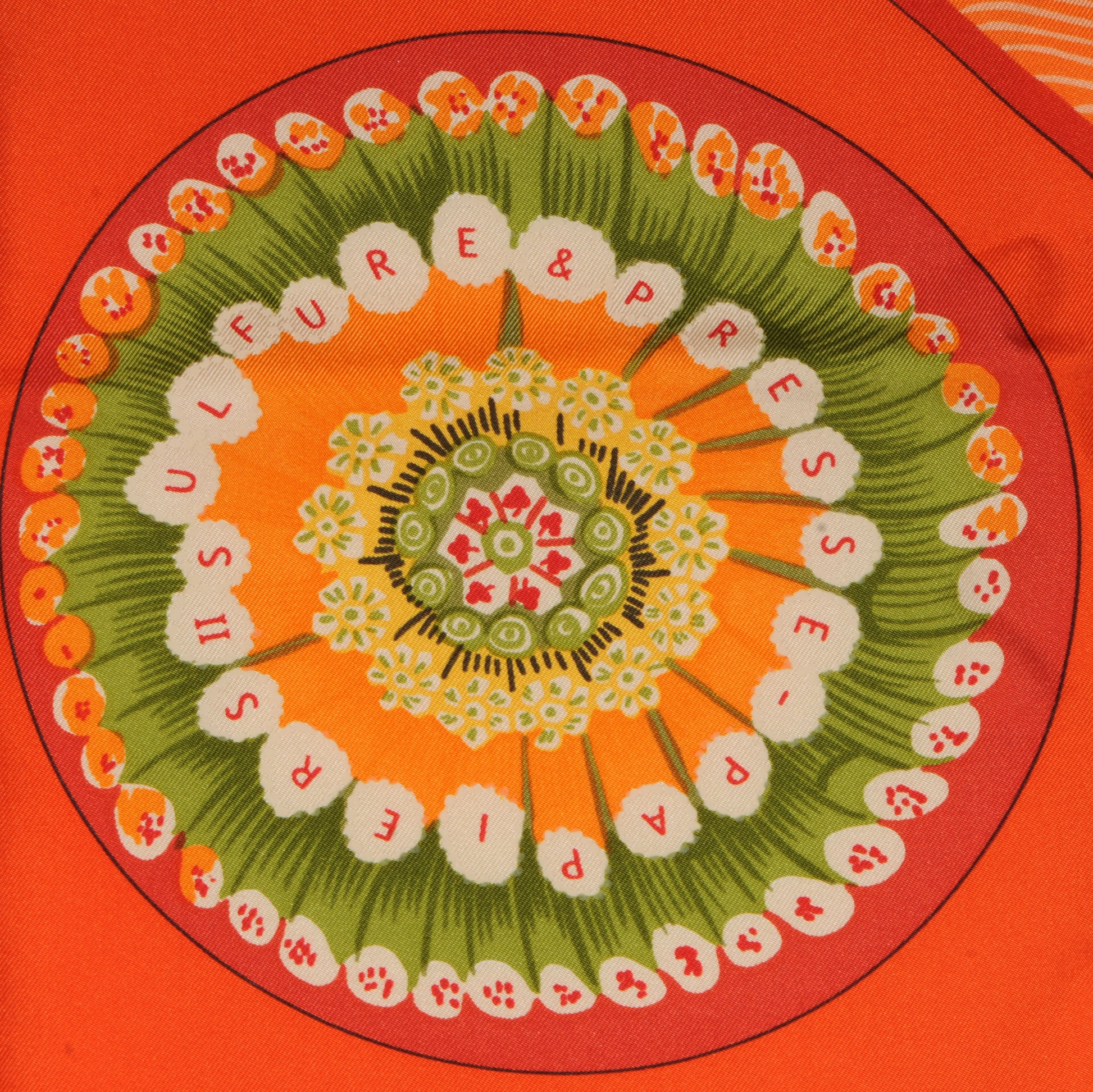 Hermes Silk Sulfure et Presse Papiers II Scarf 90 Orange 5 of 6