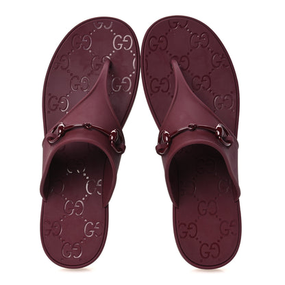 Gucci Rubber Womens Horsebit Thong Sandals 41 Rosso Ancora 2 of 9