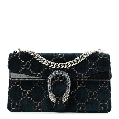 Gucci Velvet Skipper Crystal GG Monogram Small Dionysus Shoulder Bag Blue Beige Black 1 of 12