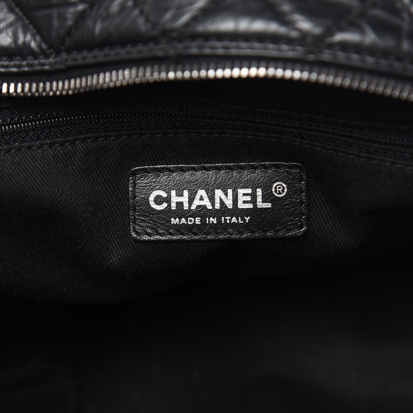 Distressed Lambskin Vintage Ligne L Lady Braid Tote Black