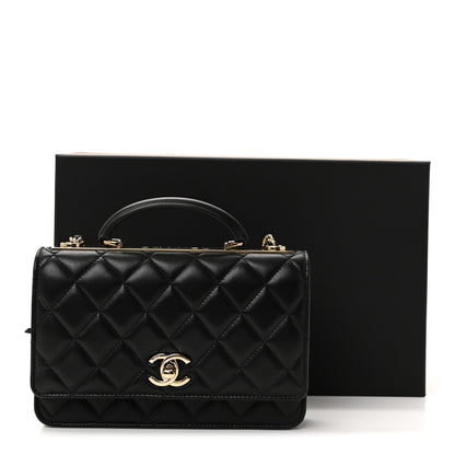 Chanel Lambskin Quilted Top Handle Trendy CC Wallet On Chain WOC Black 23 of 23