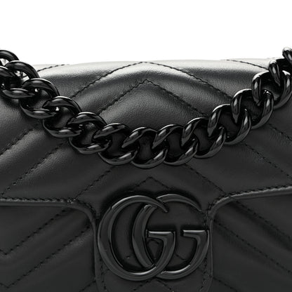 Gucci Calfskin Matelasse Monochrome GG Marmont Chain Belt Bag Black 8 of 10