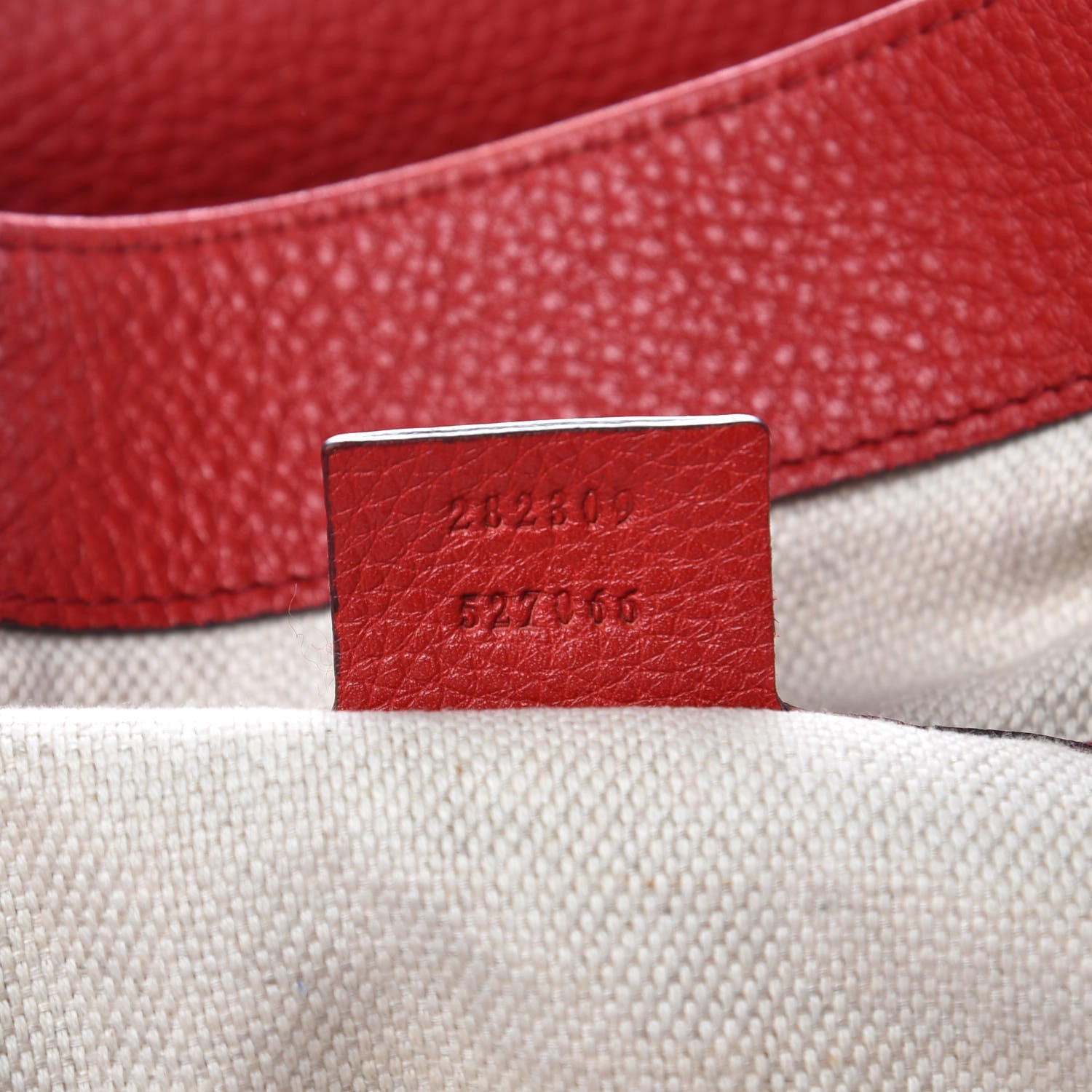Gucci Pebbled Calfskin Medium Soho Shoulder Bag Red 7 of 19