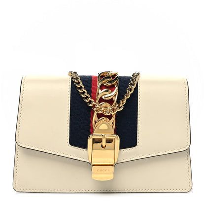 Gucci Calfskin Super Mini Sylvie Chain Shoulder Bag White 1 of 11