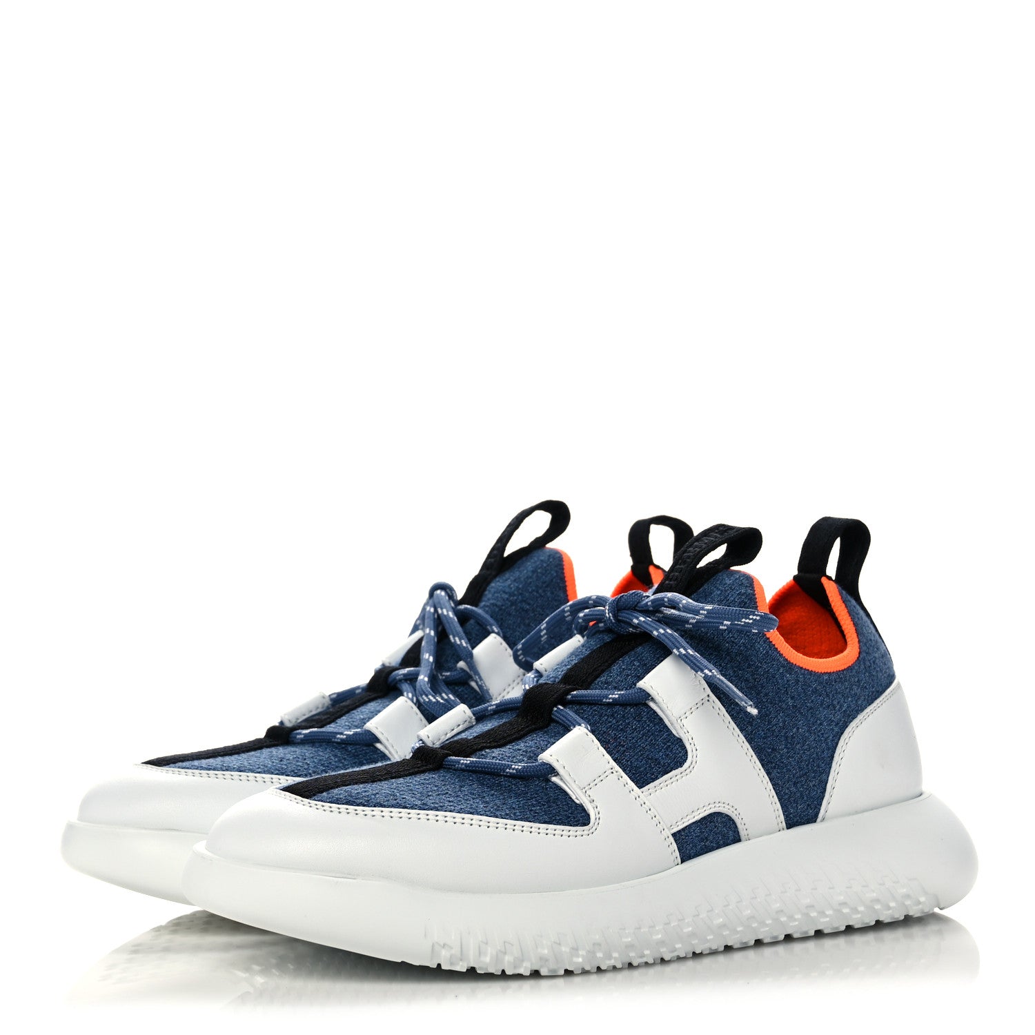 Hermes Technical Canvas Calfskin Womens Duel Sneakers 36.5 Blue Jean Multicolor 3 of 8