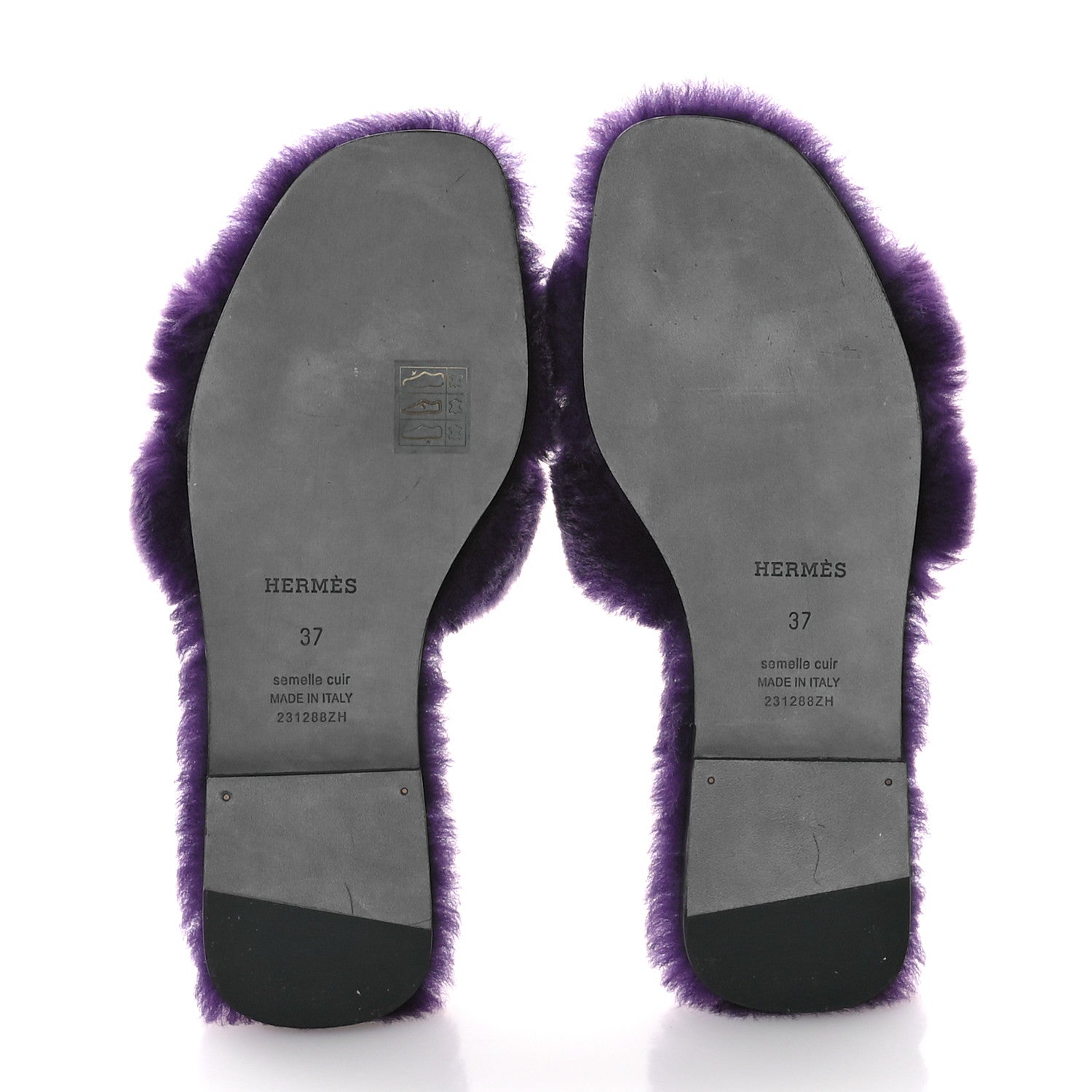 Hermes Woolskin Oran Sandals 37 Violet Fonce 6 of 8