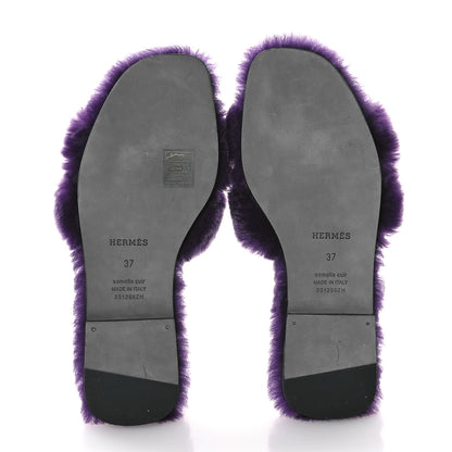 Hermes Woolskin Oran Sandals 37 Violet Fonce 6 of 8