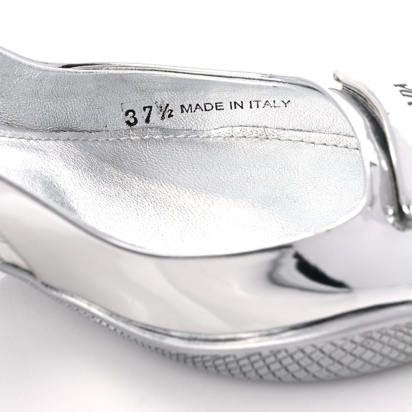 Spazzolato Triangle Logo Pointed Toe 45mm Slingback Pumps 37.5 Argento