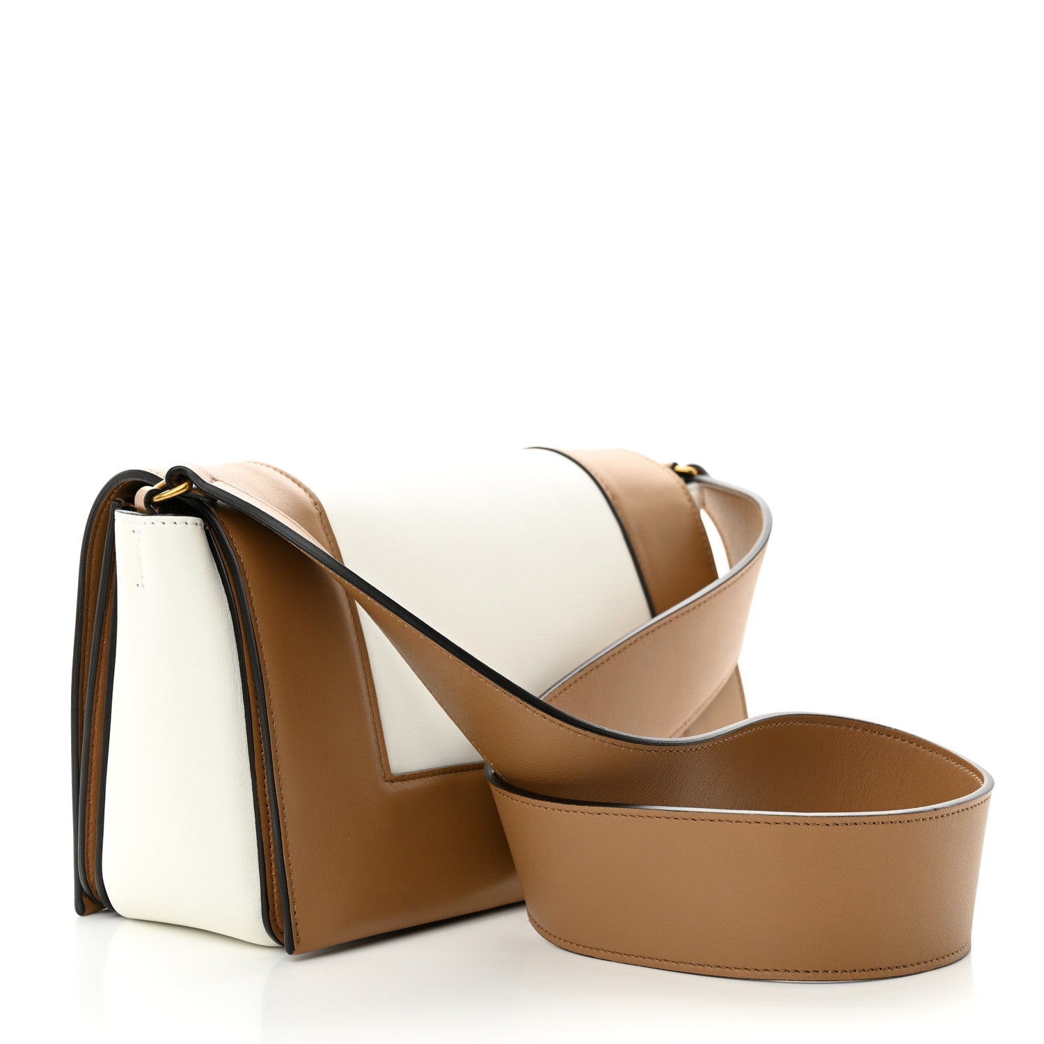 Celine Shiny Smooth Calfskin Medium Frame Shoulder Bag Tan Optic White 3 of 10