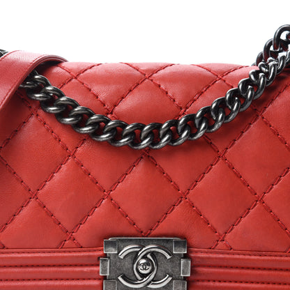 Chanel Calfskin Quilted Double Stitch Medium Boy Flap Red 20 of 20