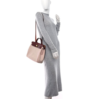 Hermes Criss Viking Vache Hunter Herbag Zip Retourne 31 PM Ecru Framboise Rouge 2 of 11