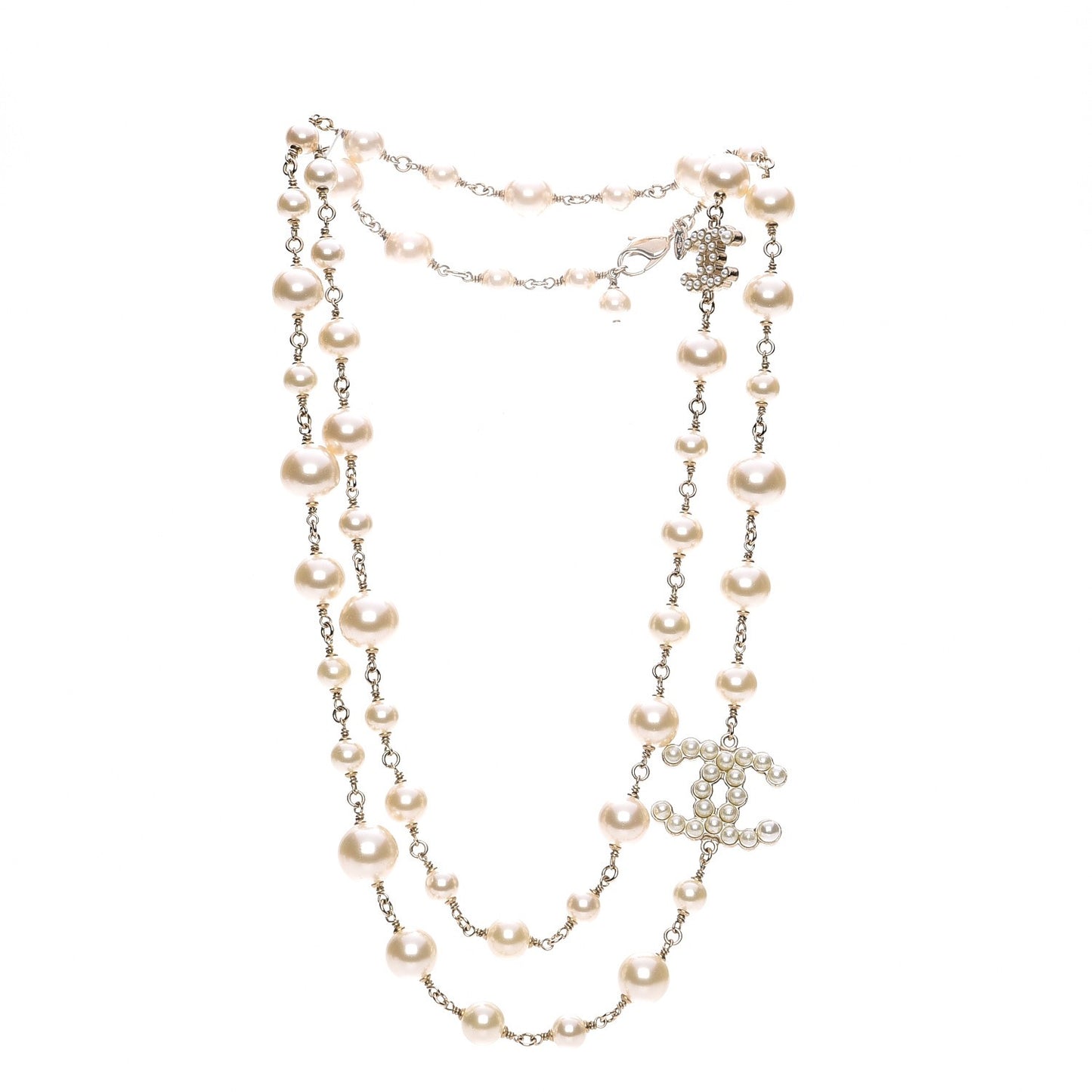 Pearl CC Long Necklace Gold