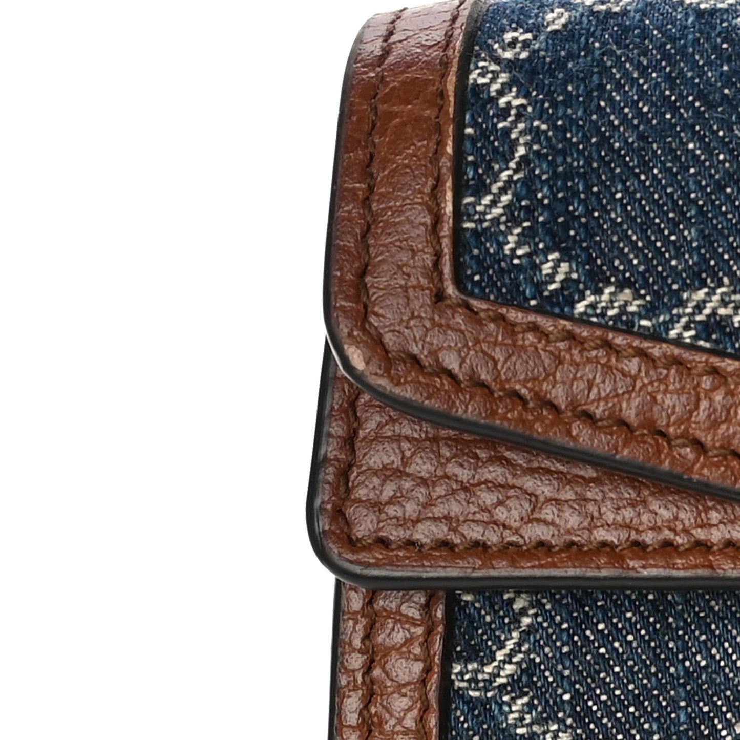 New Denim GG Monogram Dollar Calfskin Enamel Super Mini Dionysus Shoulder Bag Blue Tea Cuir Epilog Electric Blue