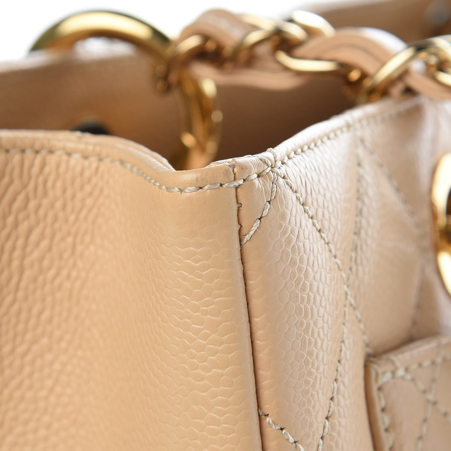 Caviar Quilted Grand Shopping Tote GST Beige Clair