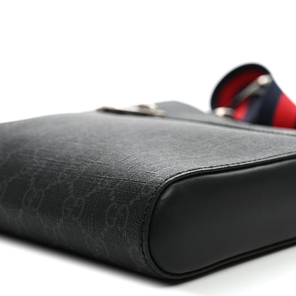 Gucci GG Supreme Monogram Web Small Flat Messenger Bag Black Grey 9 of 9
