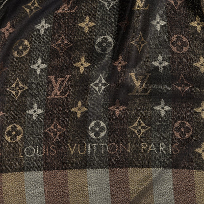 Louis Vuitton Silk Lurex Wool So Shine Monogram Shawl Black 2 of 3