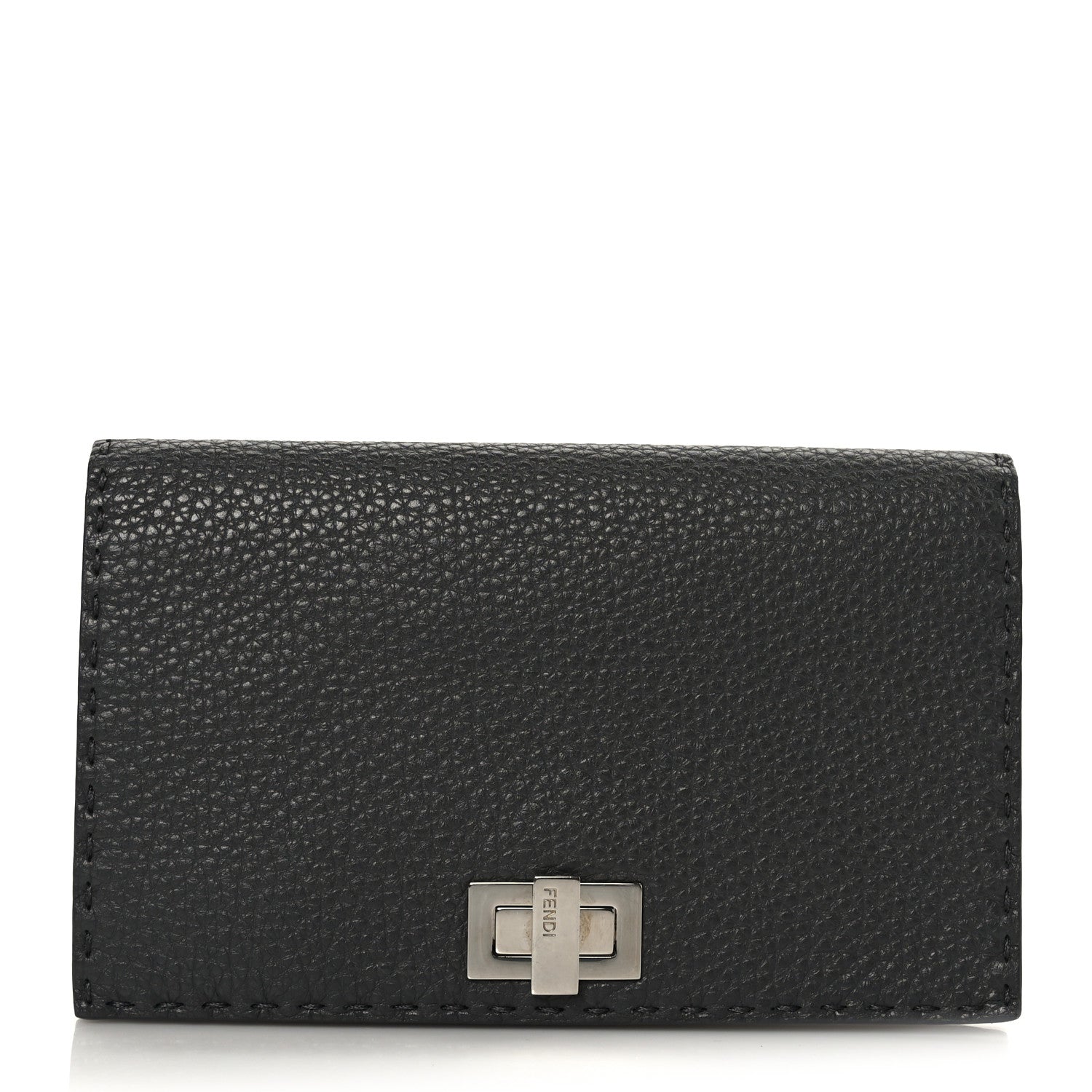 Fendi Cuoio Romano Selleria Mini Peekaboo Clutch Wallet Asfalto 1 of 9