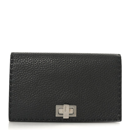 Fendi Cuoio Romano Selleria Mini Peekaboo Clutch Wallet Asfalto 1 of 9