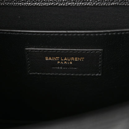 Saint Laurent Grain De Poudre Textured Mixed Matelasse Triquilt Medium Monogram Satchel Black 6 of 12