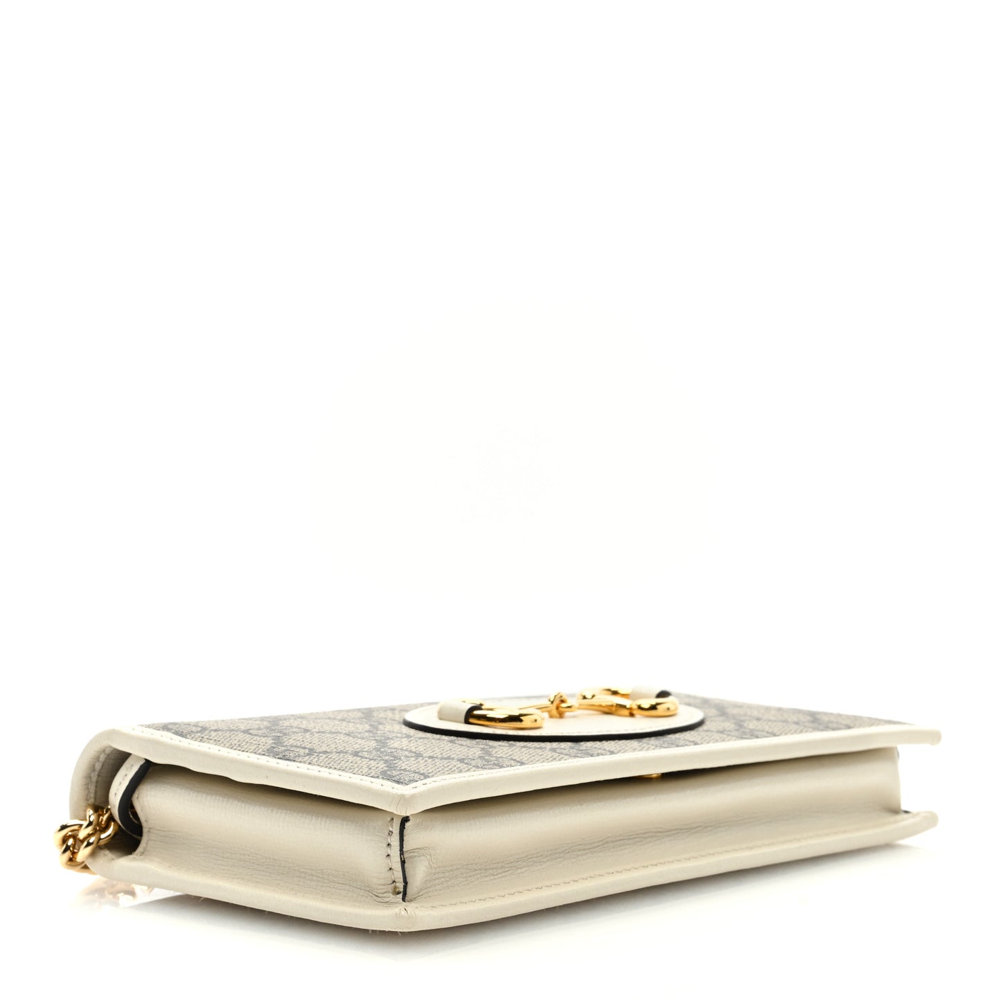 GG Supreme Monogram Azalea Calfskin Horsebit 1955 Wallet On Chain Beige Ebony Mystic White