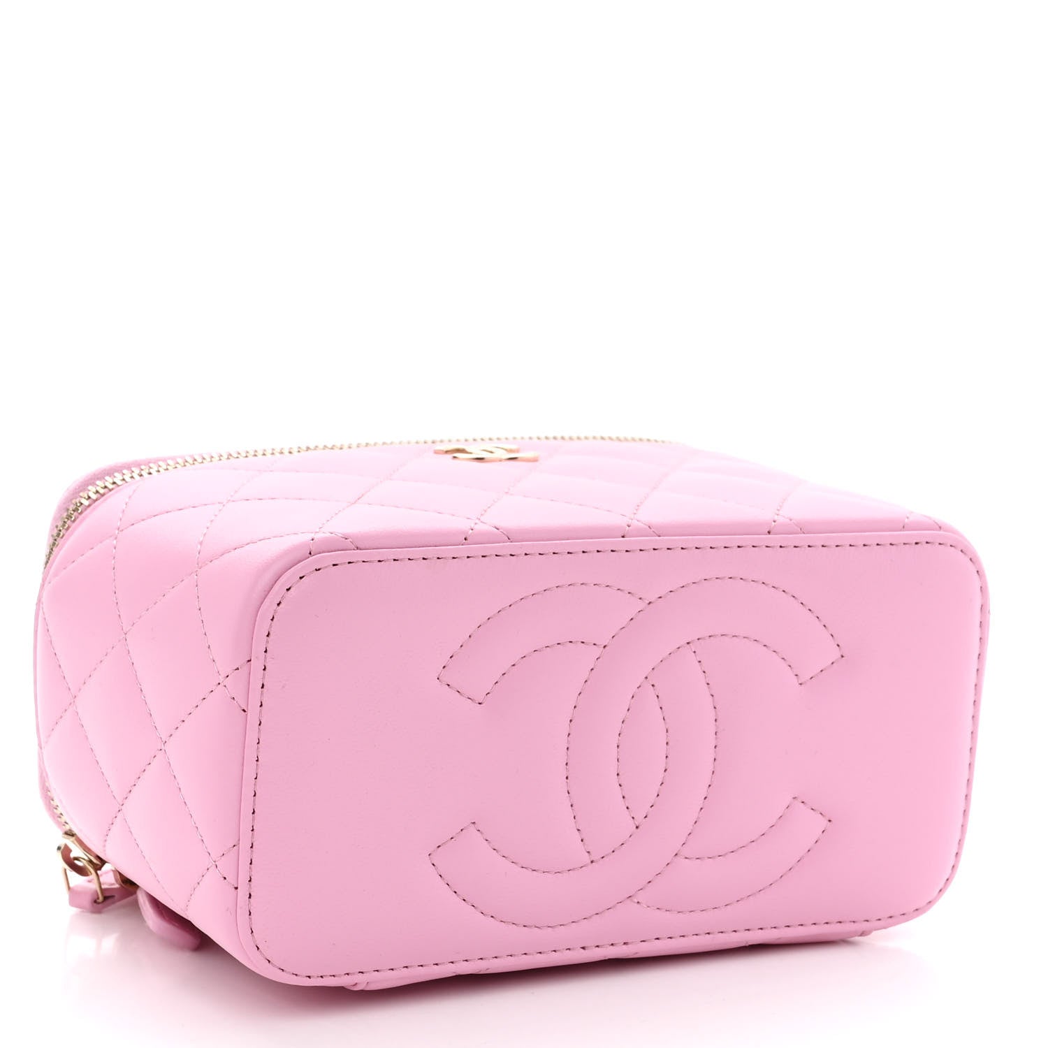 Chanel Lambskin Quilted Small Top Handle Vanity Case With Chain Lilac Light Green 4 of 10