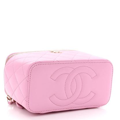 Chanel Lambskin Quilted Small Top Handle Vanity Case With Chain Lilac Light Green 4 of 10