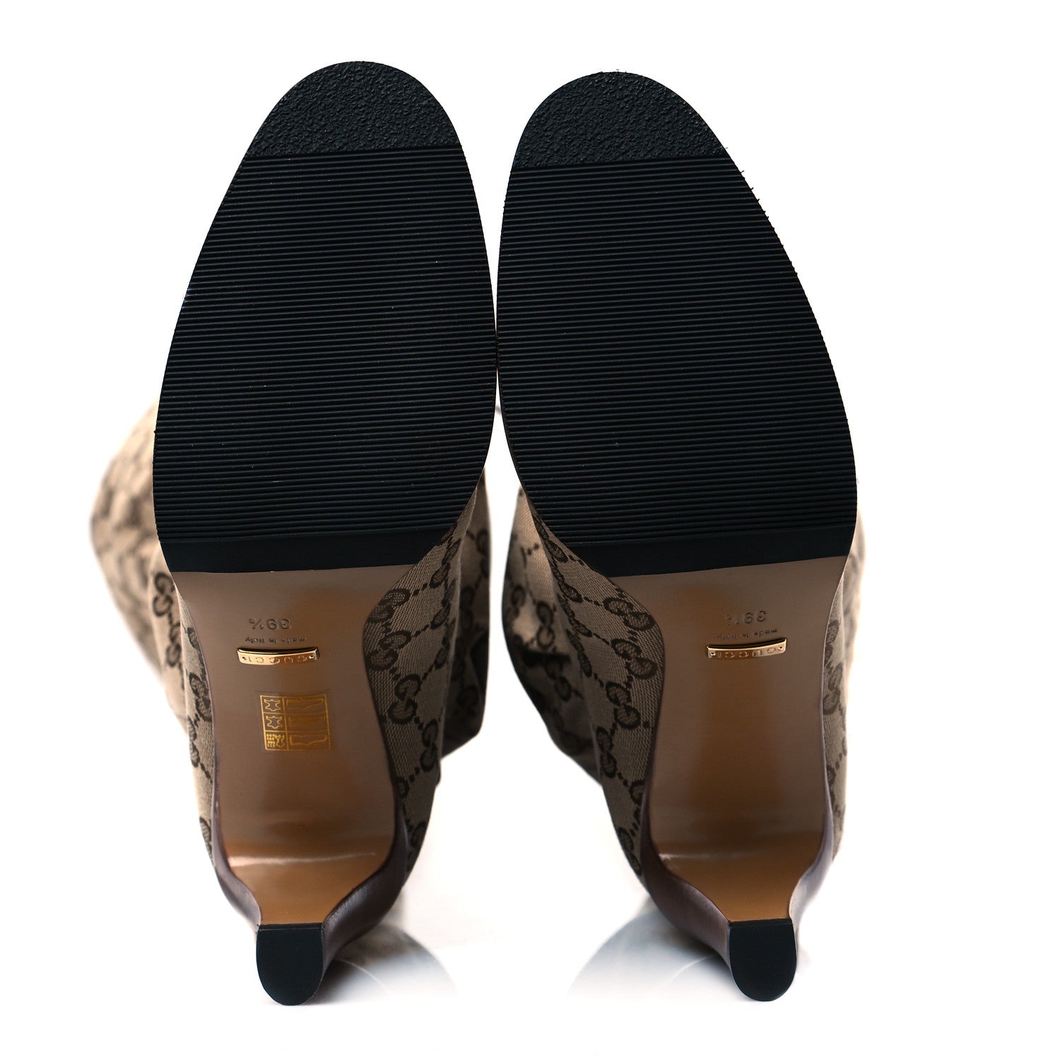 Gucci Monogram Over the Knee Boots 39.5 Beige Ebony 5 of 7